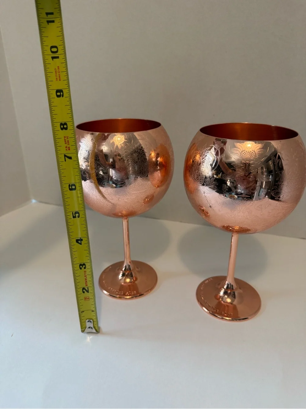 Absolut Elyx Copper Pineapple Barware Theme Goblet Set of 2 Etched “With Love”